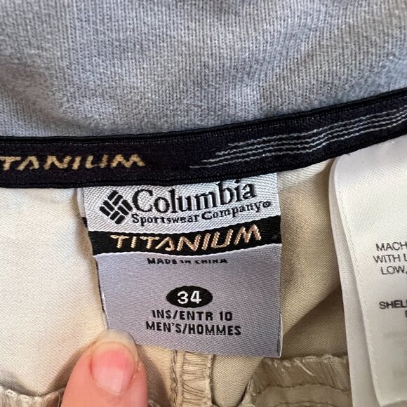 Columbia Titanium Cargo Zip Pockets Fishing Hiking Shorts Tan Mens Size 34 - Picture 4 of 9